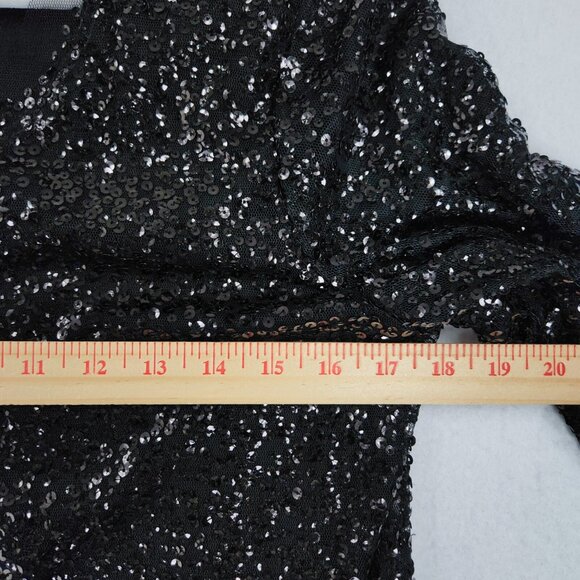 J Crew Sweater Womens Small Black Sequin Open Front 3/4 Sleeve Formal Cardigan - Picture 4 of 13